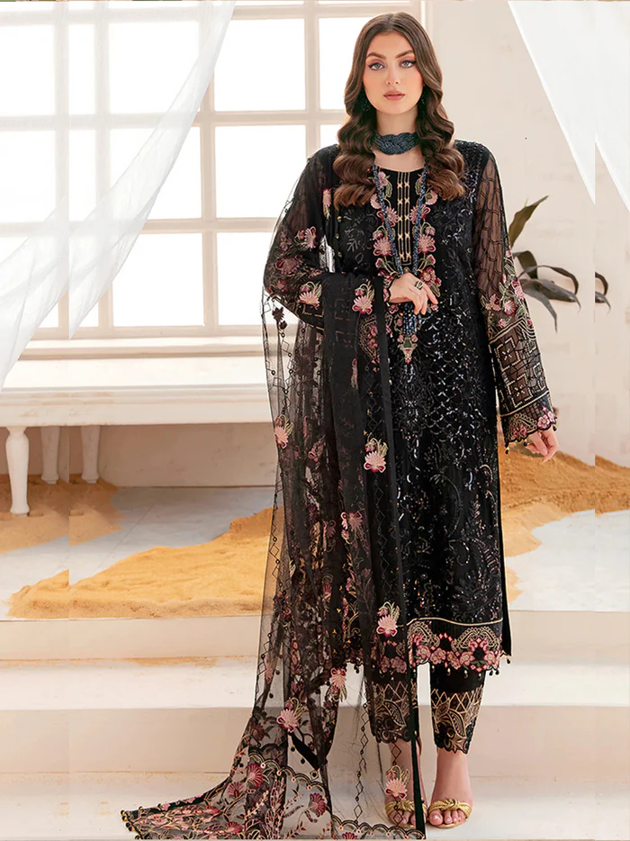 Good Looking Black Color Salwar kameez With Dupatta work