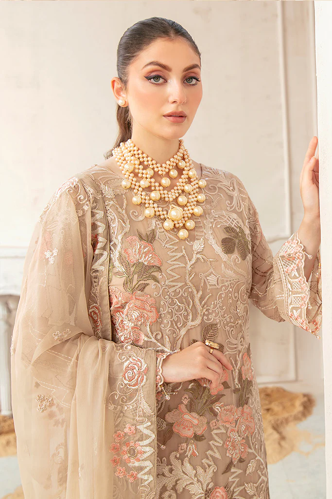 Gorgeous Beige Salwar kameez With Dupatta Work