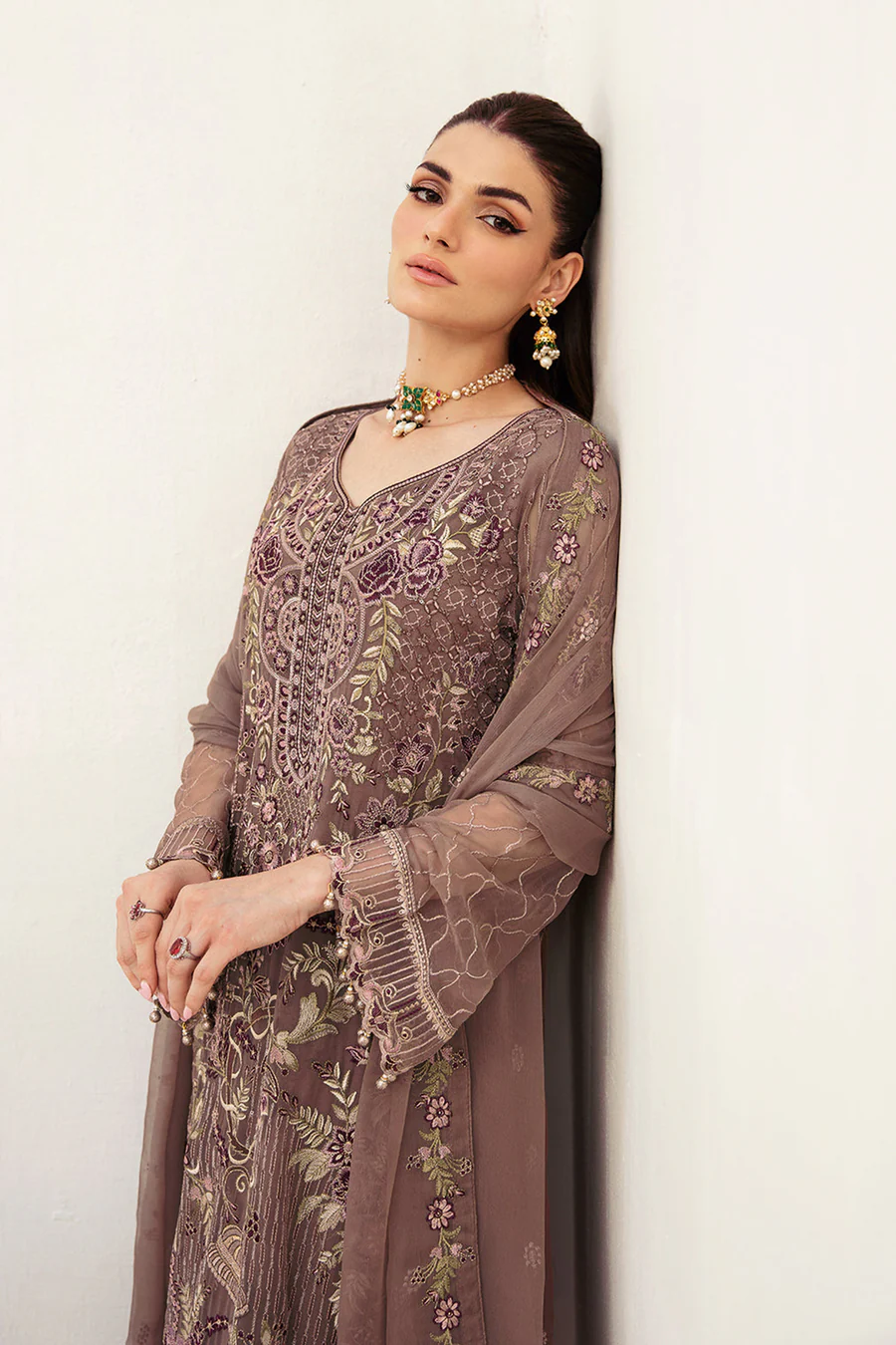 Light Coco Moti Work Salwar Kameez With Heavy Embroidery Dupatta Work