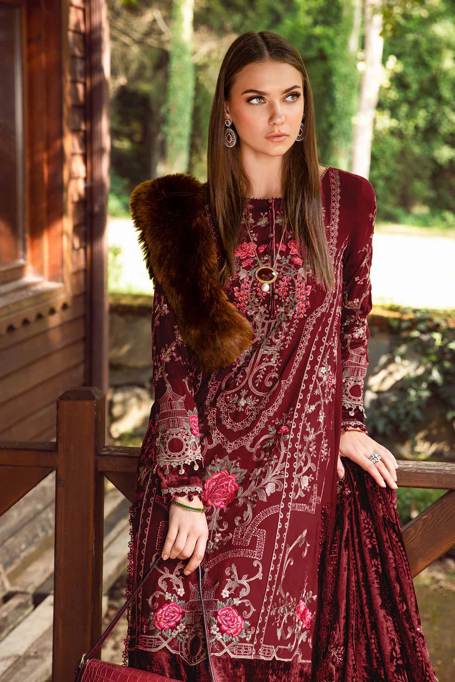 Heavy Rayon Maroon With Beautiful Chiffon Digital Printed Dupatta